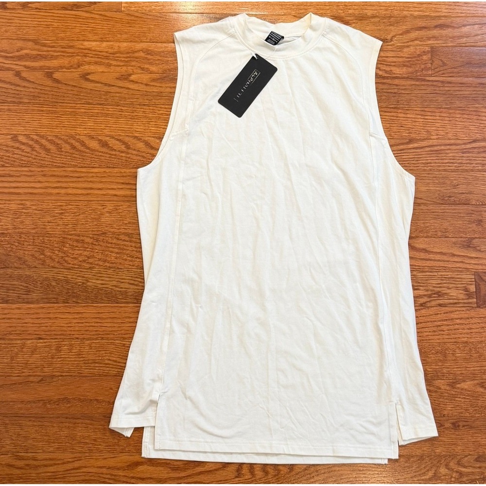 New Alphalete Tank Top Shirt Mens Medium White Gym Training Athletic Stretch